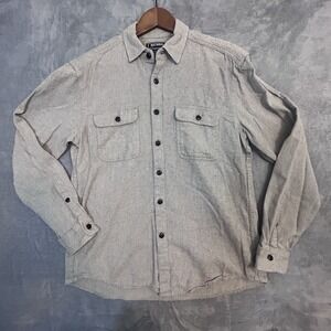 National Outfitters Men's L Gray Herringbone Button Up Flannel Shirt Cotton